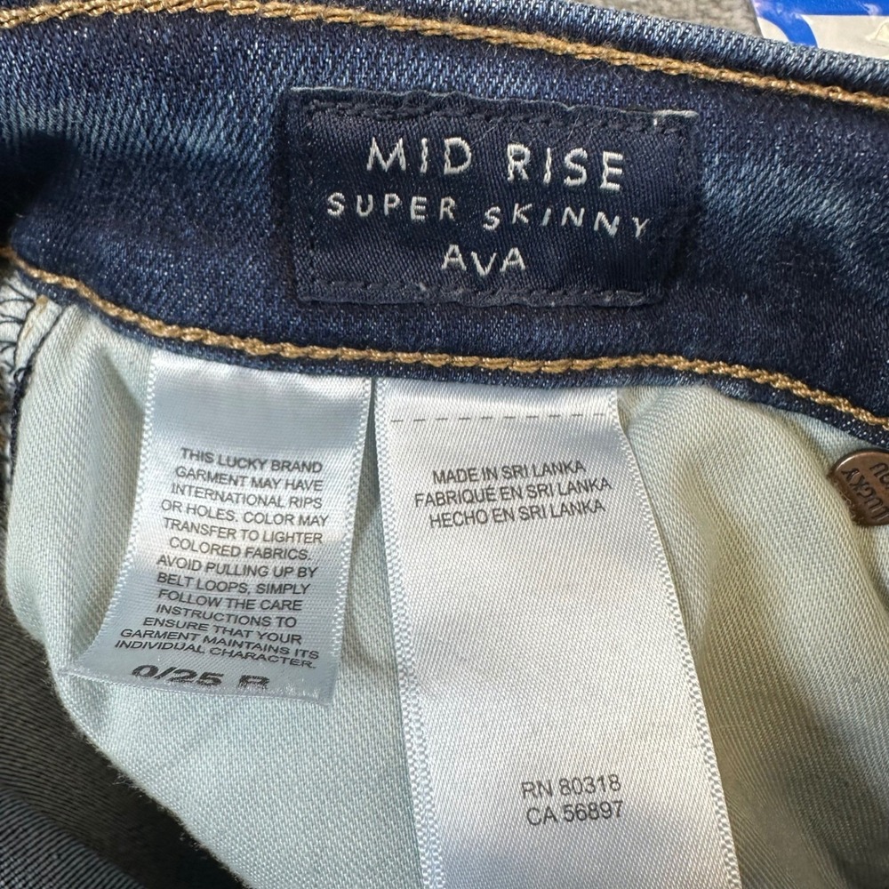 Lucky Brand Ava Mid Rise Super Skinny Jeans Womens Size 0/25 Blue Dark Wash - Picture 6 of 8